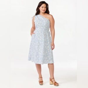 Free Assembly Women's Sleeveless One Shoulder Midi Dress Elastic Waist XXL #1983